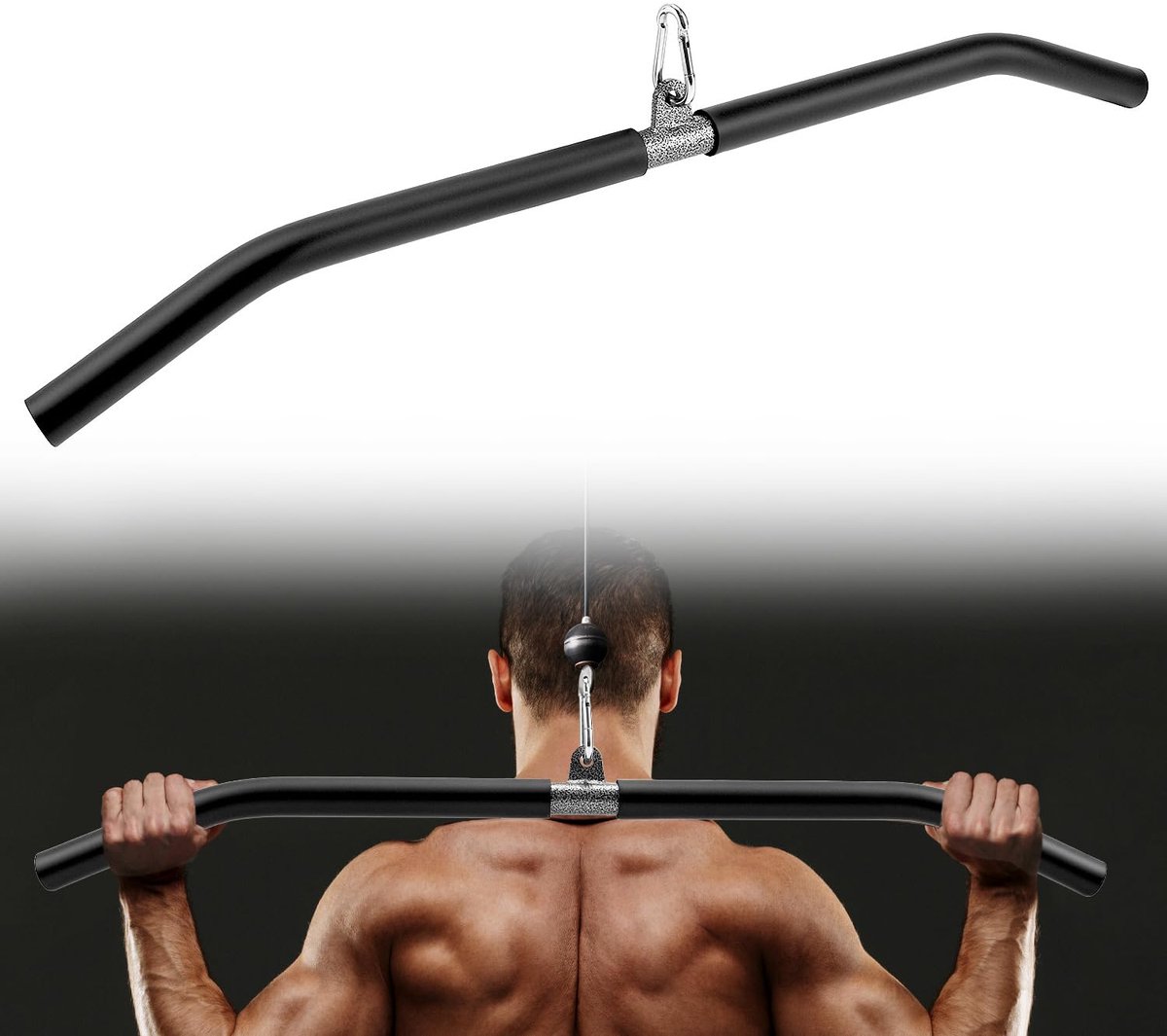 QWORK® 85 cm Latzugstang, Fitness-Latzugstang, voor tricepsdrukken en krachttraining voor het bovenlichaam - ShopVlot
