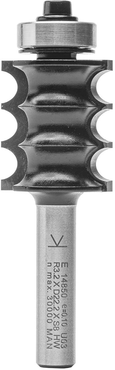 ENT 14850 Decorative profile milling cutter, makes a convex (sphere) profile, Carbide metal, Shank diameter (S) 8 mm - ShopVlot