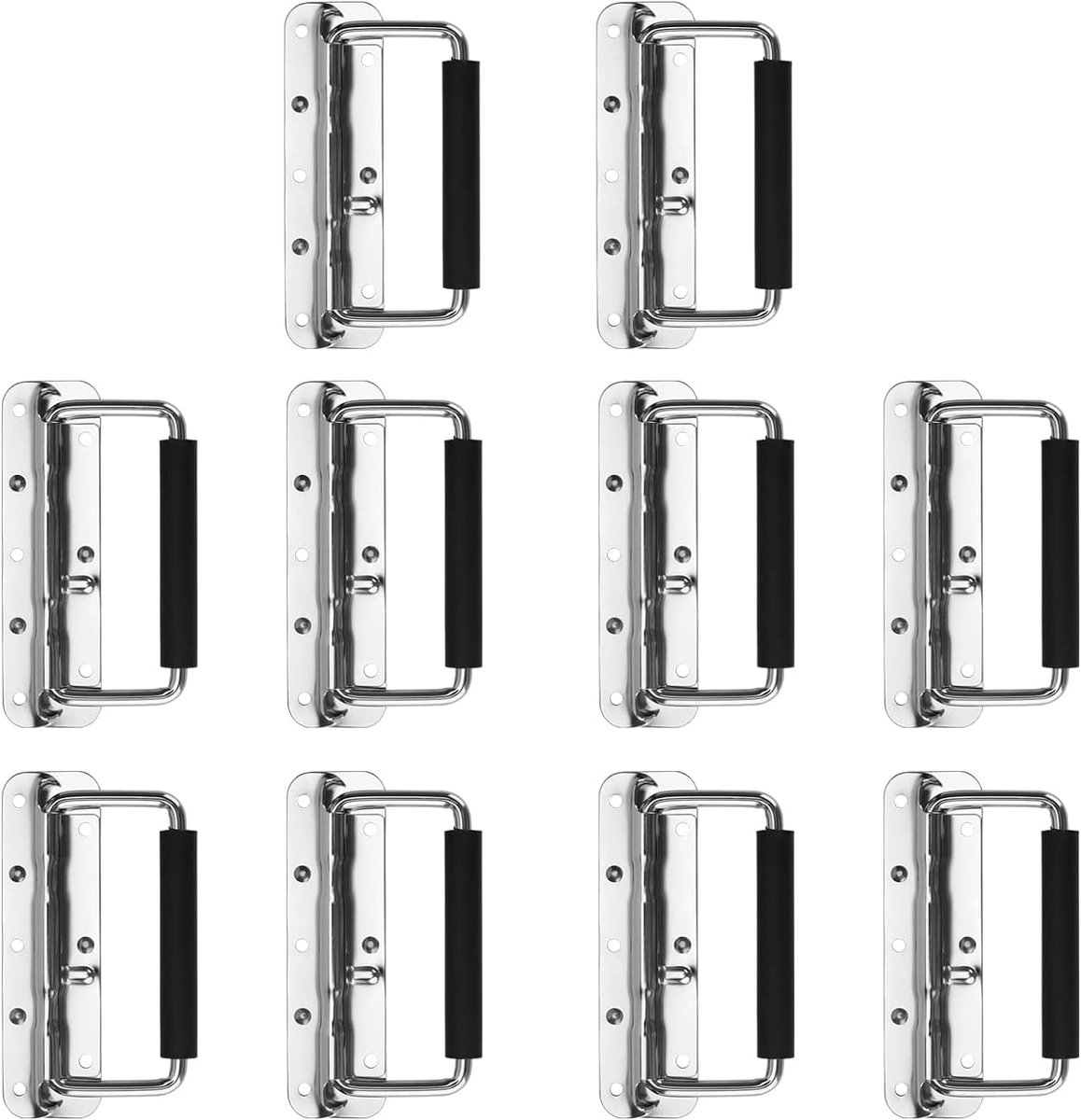 Pack of 10 Box Handle Spring Handle Stainless Steel Folding Handles Hardware Box Handle Luggage Flight Case Tool Case - ShopVlot