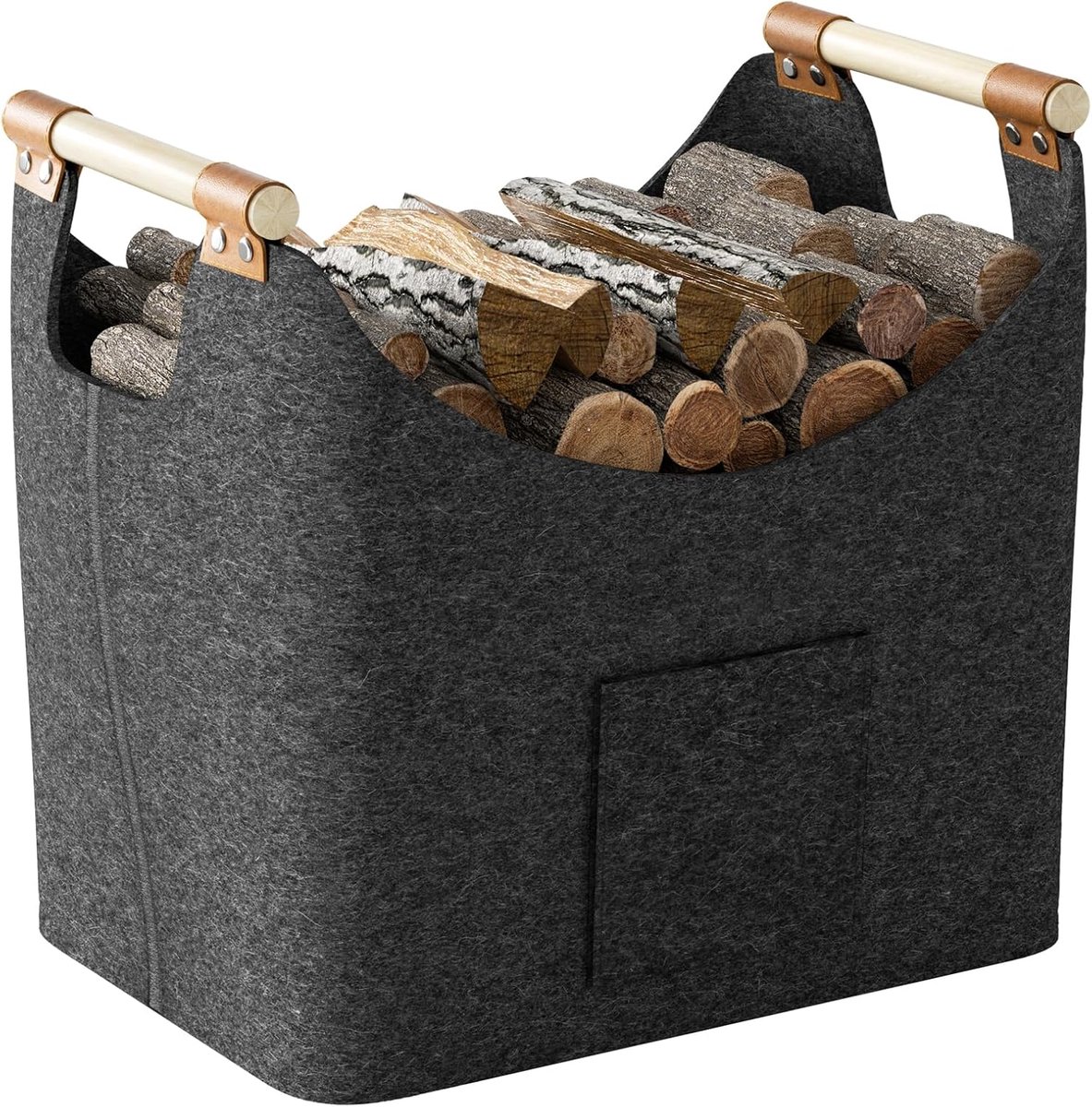 Wood Basket, XL Felt Firewood Baskets, Extra Thick and Foldable Wood Basket for Wood Stove, Indoor, with Extended - ShopVlot