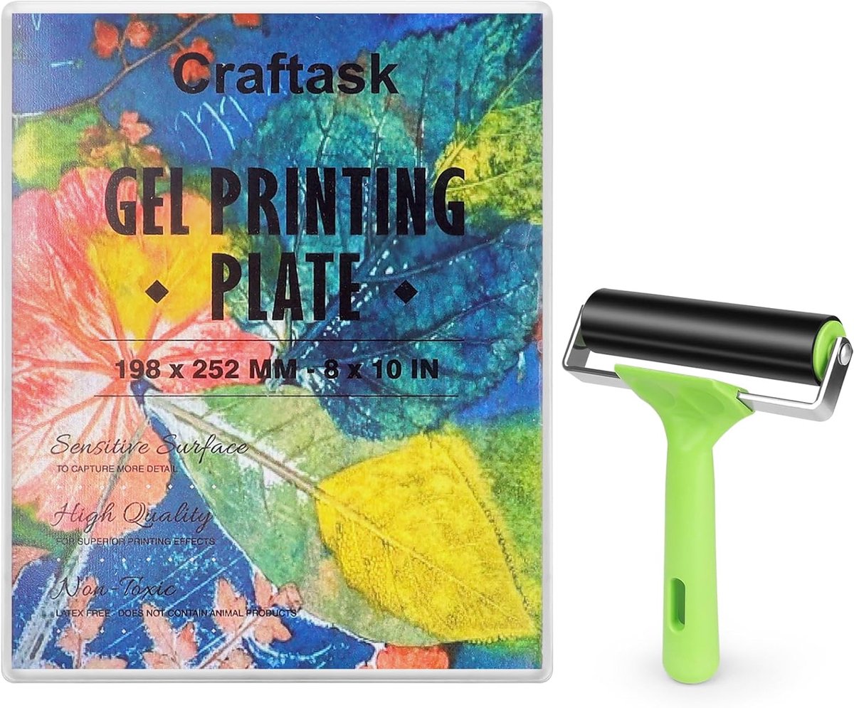 Gel pressure plate with rubber roller, 20 x 25 cm Transparent monoprinting pressure plate (8x10 inch) - ShopVlot