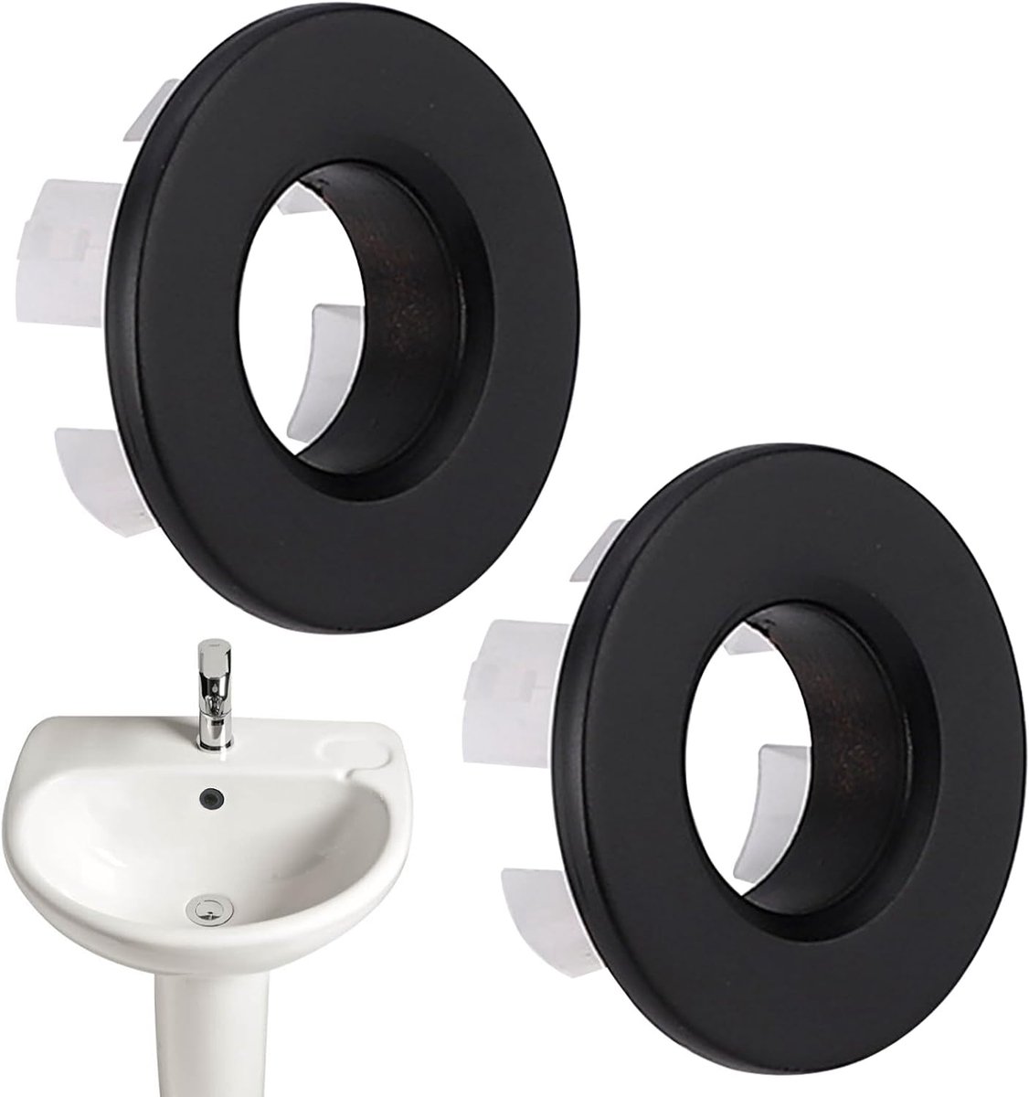 Wastafeloverloopafdekking, overlooprozet, zwart, 2 stuks - ShopVlot