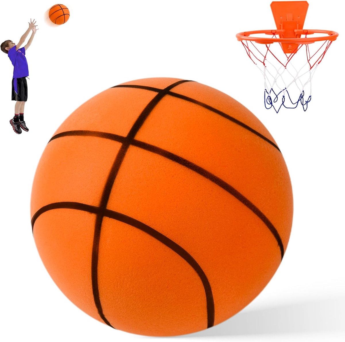 Silent Basketball Silent Basketball Size 3 (18cm) High Density Foam Ball Indoor Foam Ball Silent Basketball with - ShopVlot