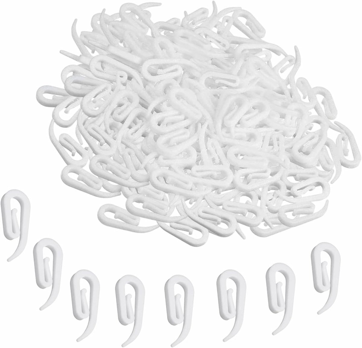 Plastic gordijnhaken 100 stuks - witte universele haken - anti-slip ontwerp - geschikt voor douchegordijnen - ShopVlot