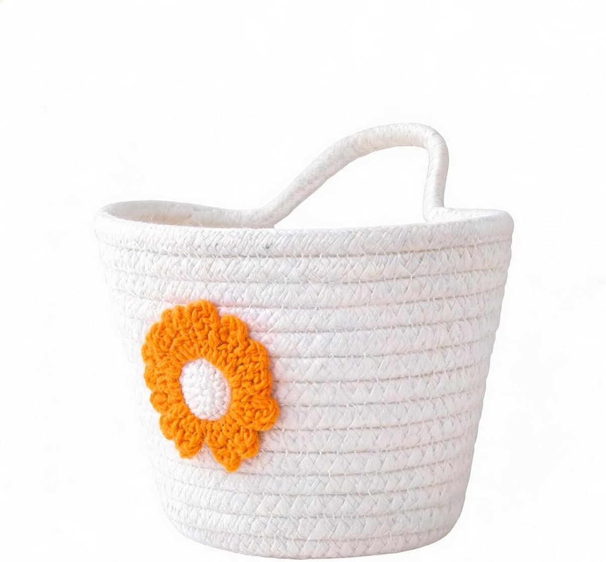 Gevlochten katoenen hangmand voor sleutels, handdoeken en speelgoed - Boho opbergmand voor badkamer, keuken en woonkamer, 15,5 x 9 x 12 cm (wit)