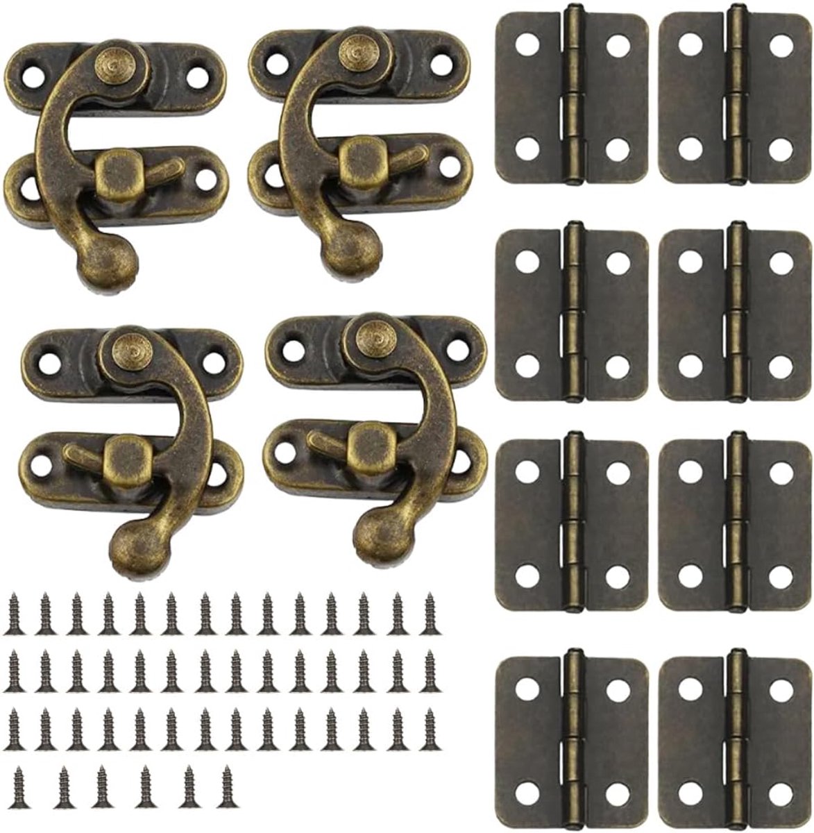 Antieke hasp - 4 stuks - antieke stijl met haaksluiting - ideaal voor kast of sieradendoos - ShopVlot
