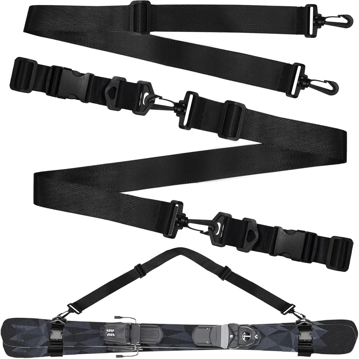 Ski schouderbanden 2 stuks - verstelbaar - duurzame nylon - handig voor transport van ski's en stokken - ShopVlot