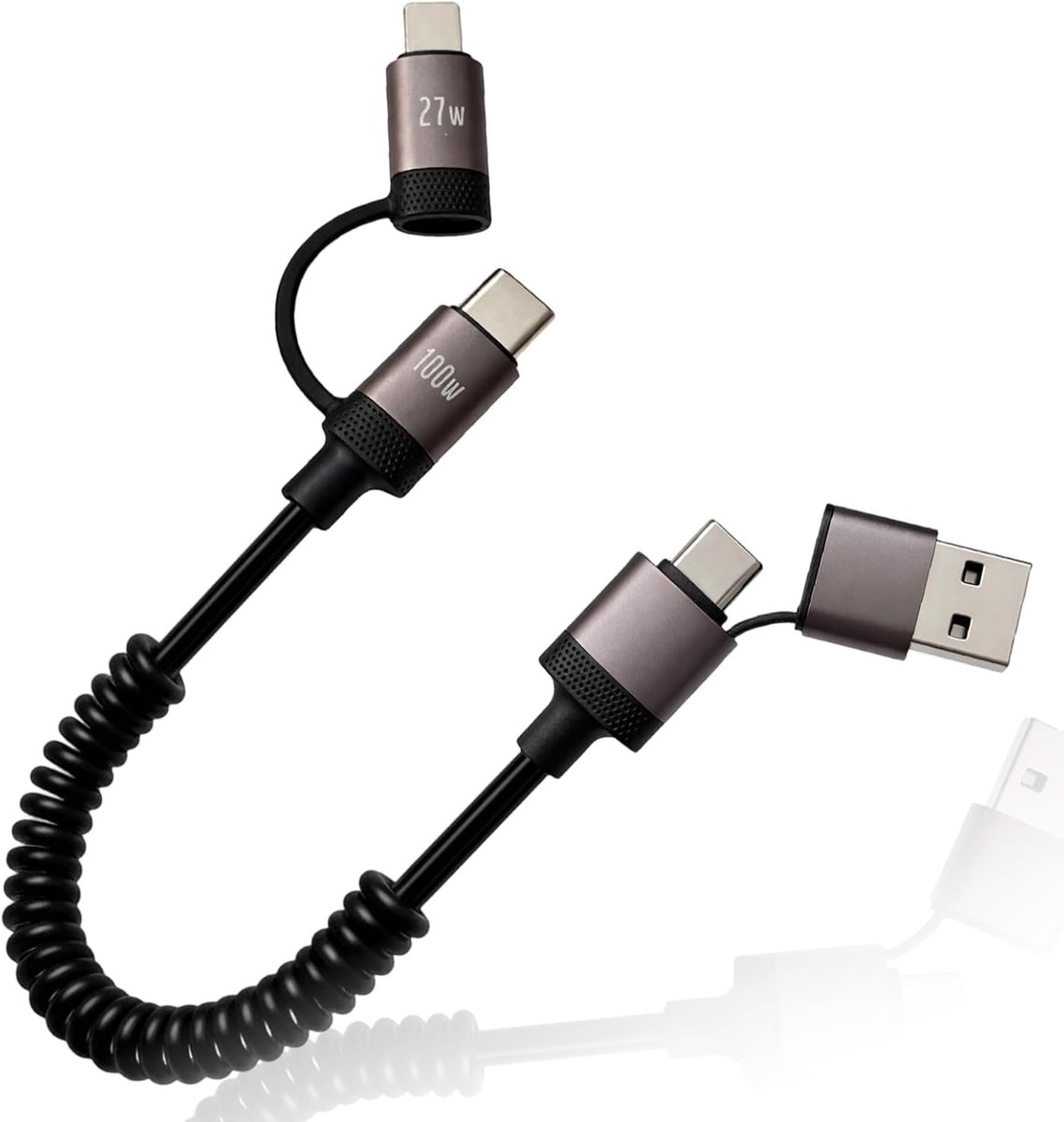 Auto Oplaadkabel USB C Retractable - Spiraalkabel - Snelladen - Voor een opgeruimde auto - ShopVlot