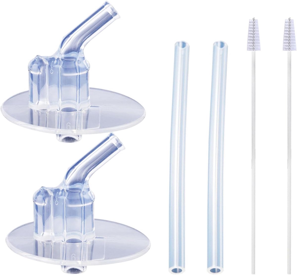 Drinkfles rietjes set - 2 silicone rietjes met slang - Inclusief reinigingsborstels - Geschikt voor babyflessen - ShopVlot