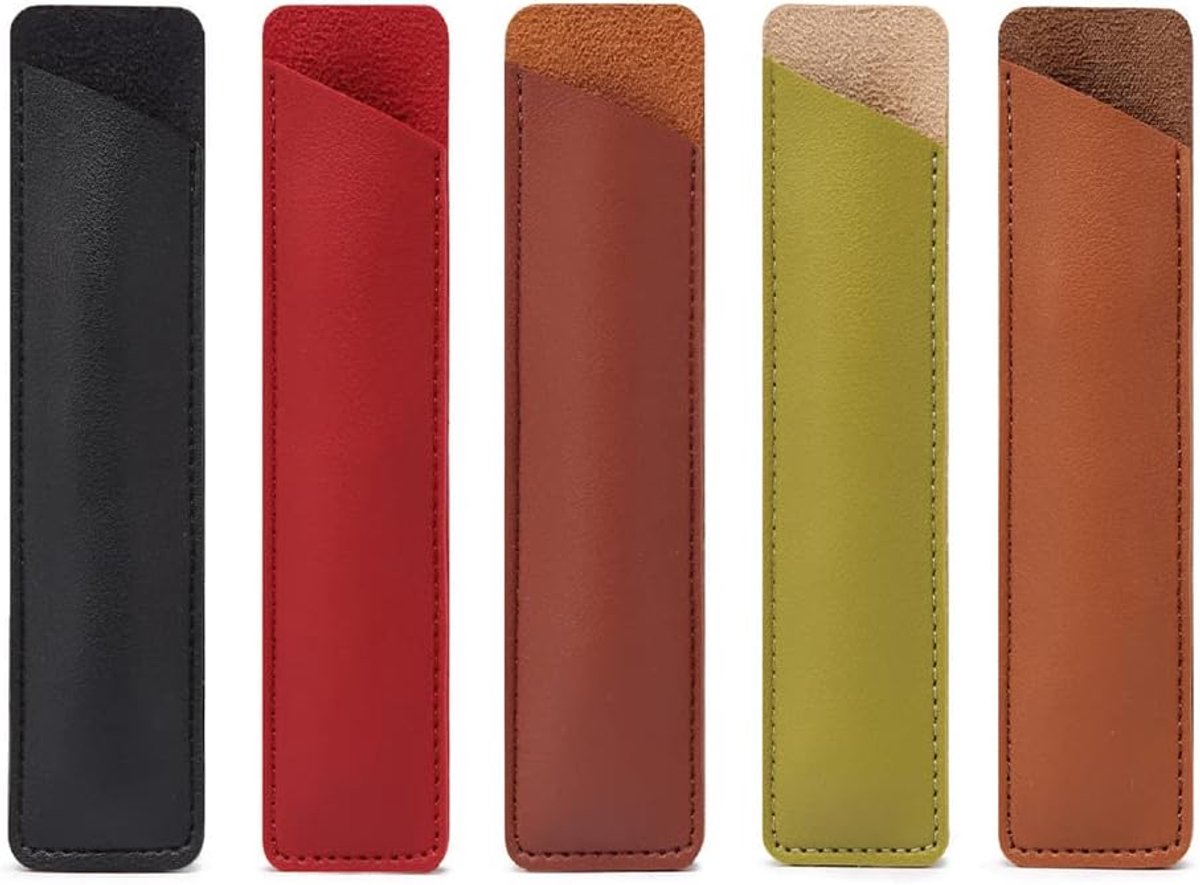 Penhouder set van 5 - Vintage PU leren pouches - Geschikt voor vulpennen en balpennen - Beschermend en elegant - ShopVlot