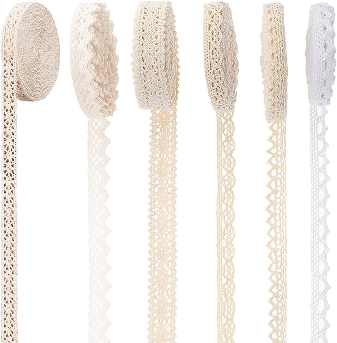Lace ribbon 30m - beige katoen retro kant - duurzaam en elegant - perfect voor decoratie - ShopVlot