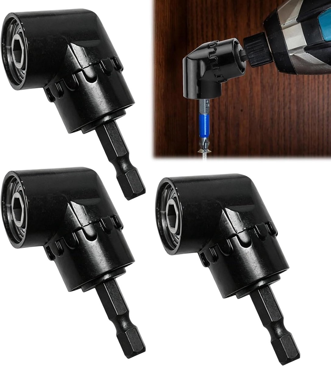 Hoekopzetstuk accuschroevendraaier 105 graden - 3 stuks hoekschroevendraaiers - 1/4 inch magnetische bithouder - ShopVlot