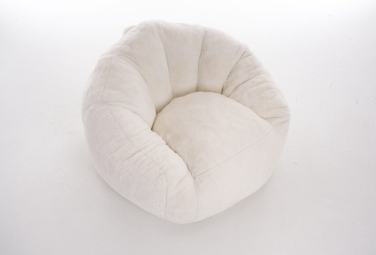 COVREO Zitzakstoel 98 x 98 x 60 cm crème, imitatiebont met rugleuning