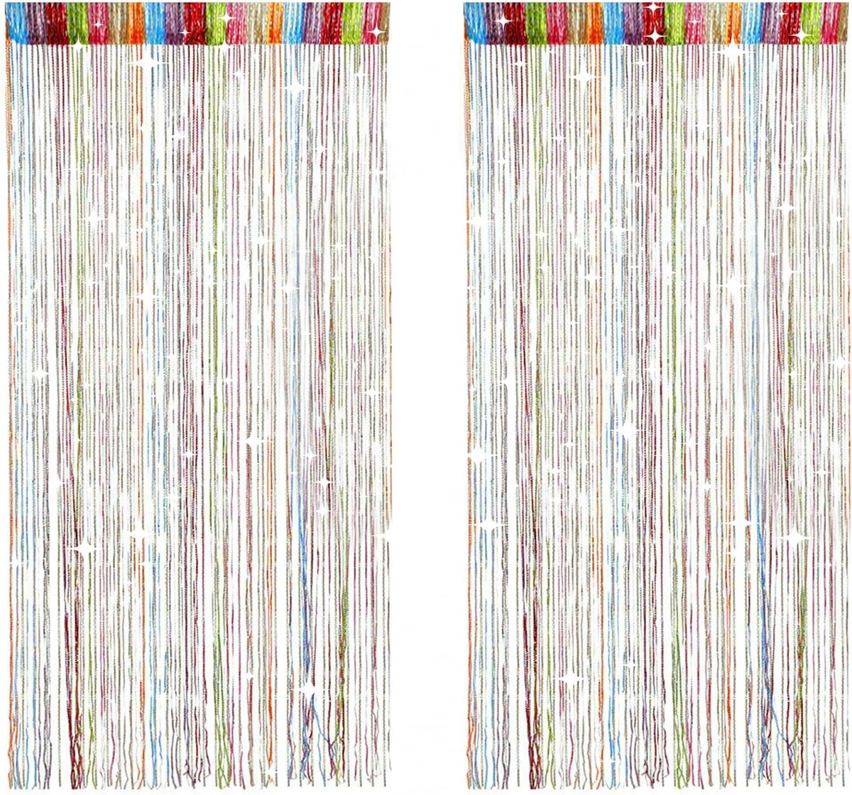 2 stuks draadgordijn, meerkleurig, 200 x 100 cm, deurgordijn voor ramen, gestreept, vliegenbescherming voor - ShopVlot