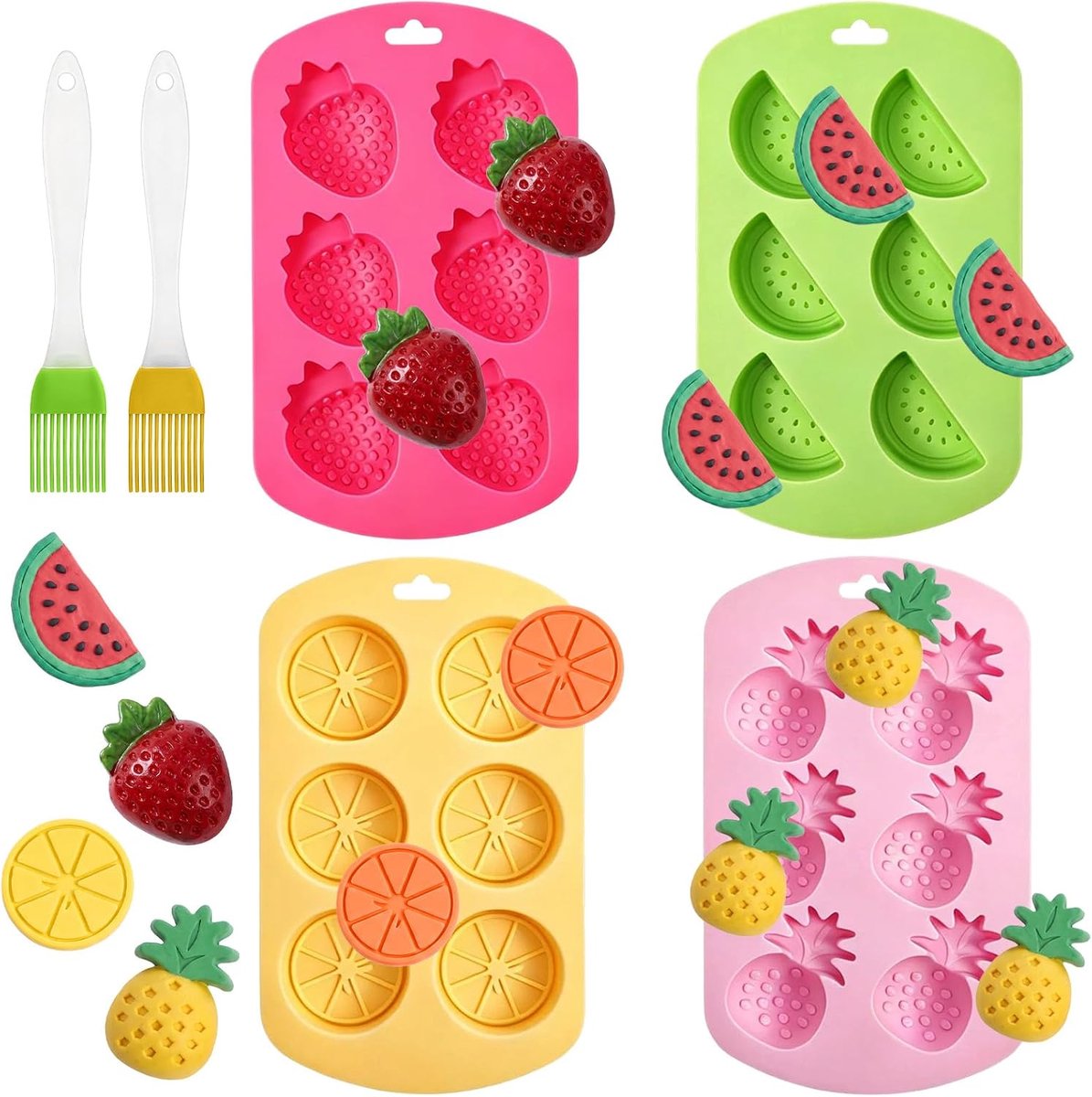 Siliconen fruitvormen 6 stuks - rubberen beervorm groot - temperatuurbestendig - ideaal voor creatieve bakprojecten - ShopVlot