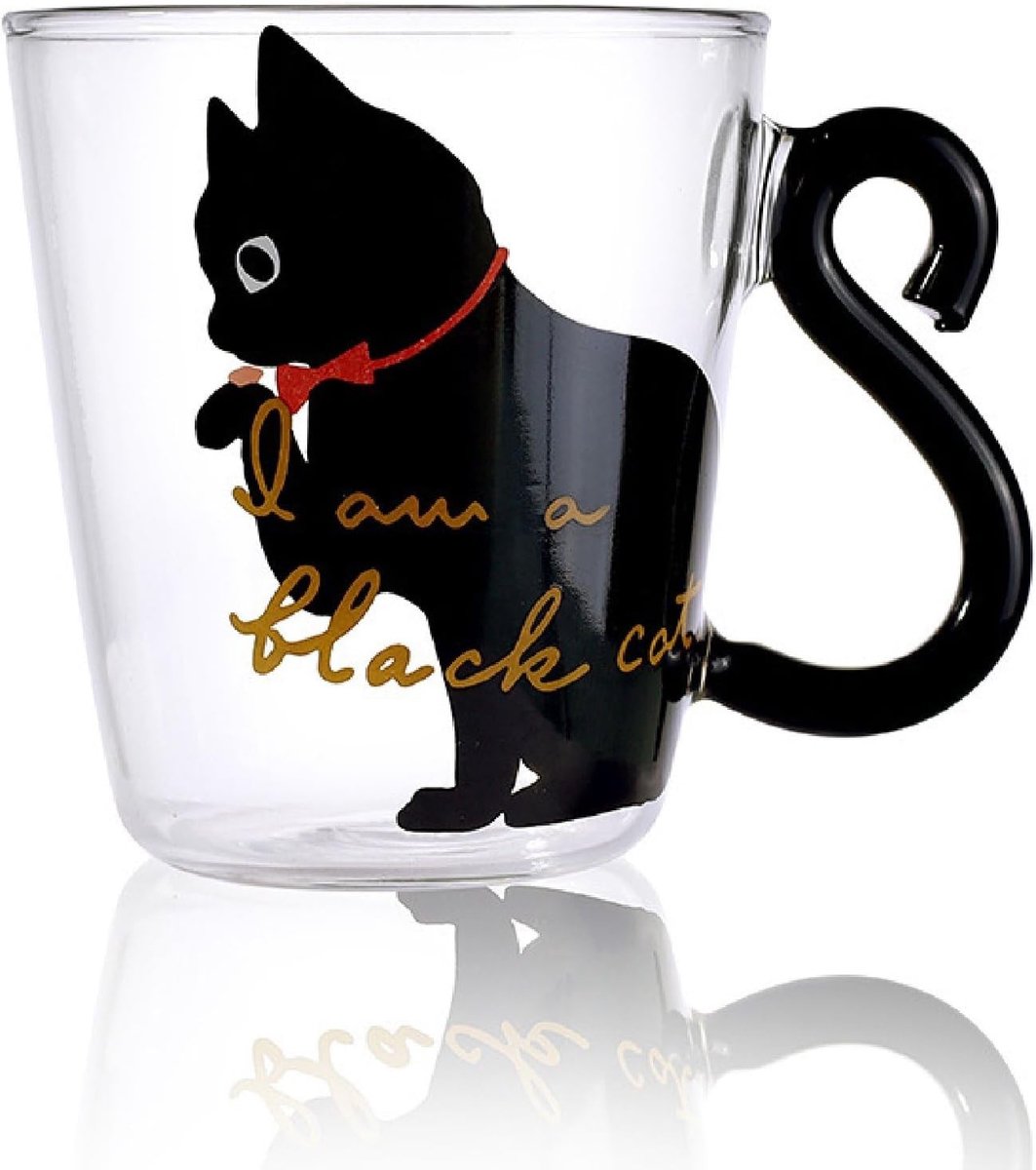 Dubbele Wand Geïsoleerde Glazen Koffiemok met Kat Design - Perfect voor Espresso, Thee en Melk - Ideaal als Cadeau voor de Feestdagen