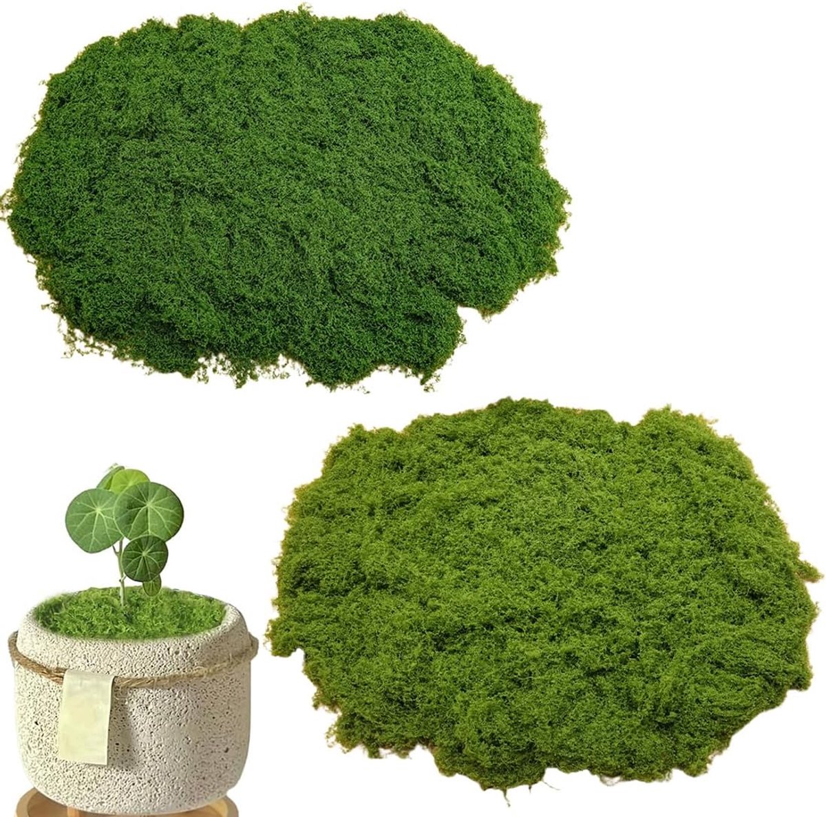 Kunstmos set 200 g - Donkergroen + Lichtgroen - Fluffy textuur - Ideaal voor decoratie - ShopVlot