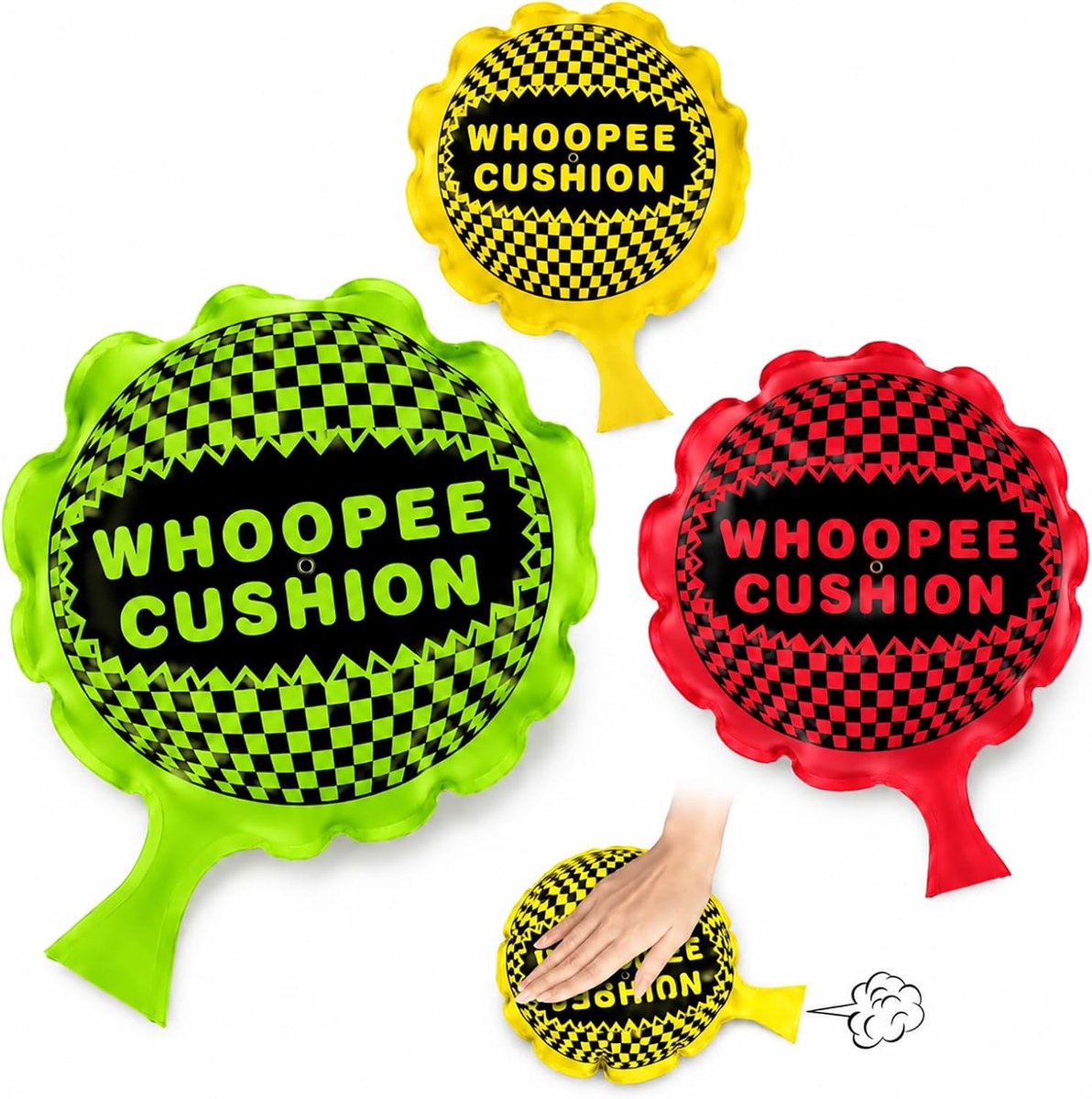 Whoopie kussens 3 stuks - zelfopblazend - 3 maten - feestaccessoires voor verjaardagsfeest - ShopVlot