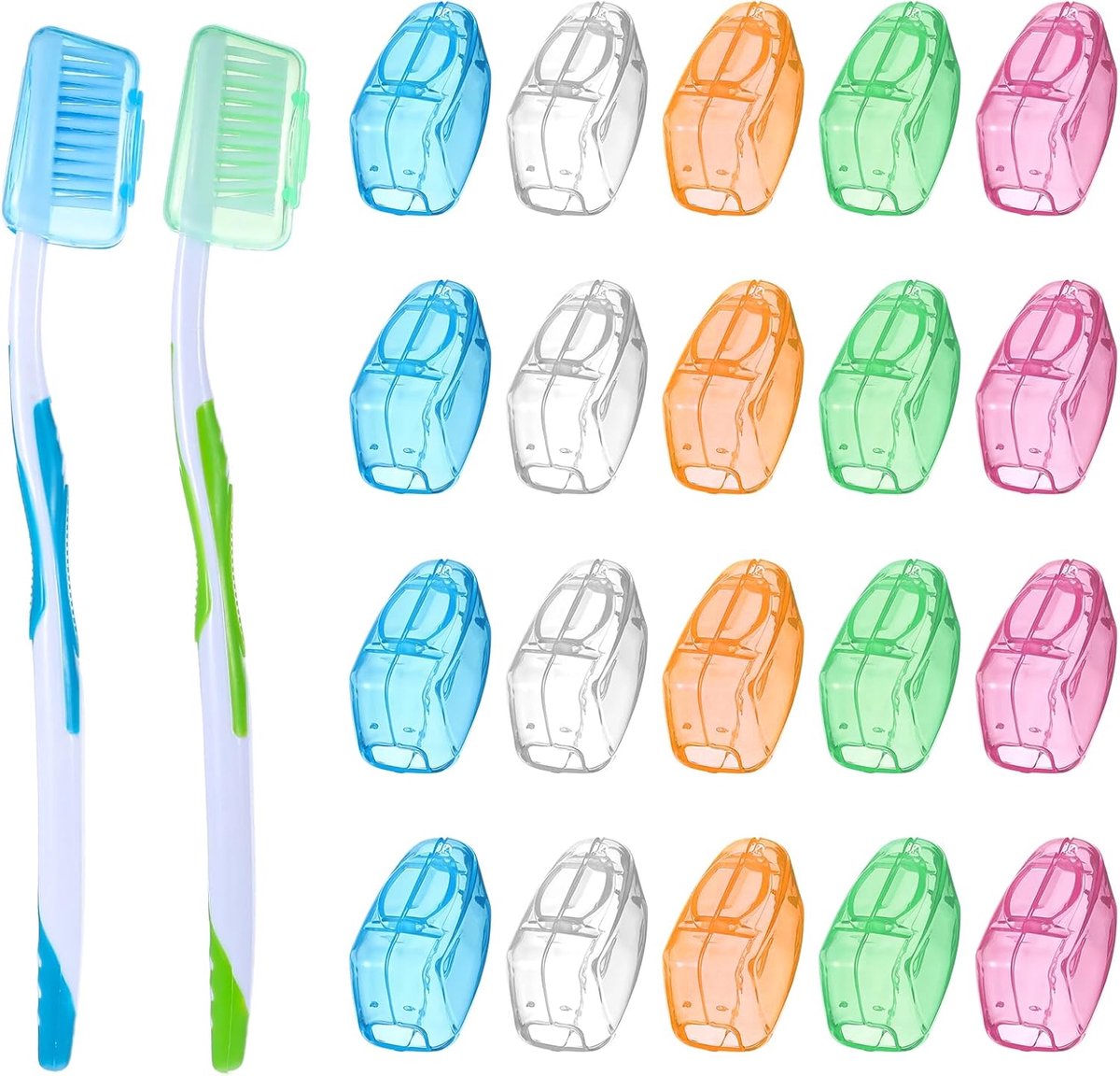 Tandenborstel beschermkap 20 stuks - Multikleur - Vervangbare deksel - Houdt tandenborstel hygiënisch - ShopVlot
