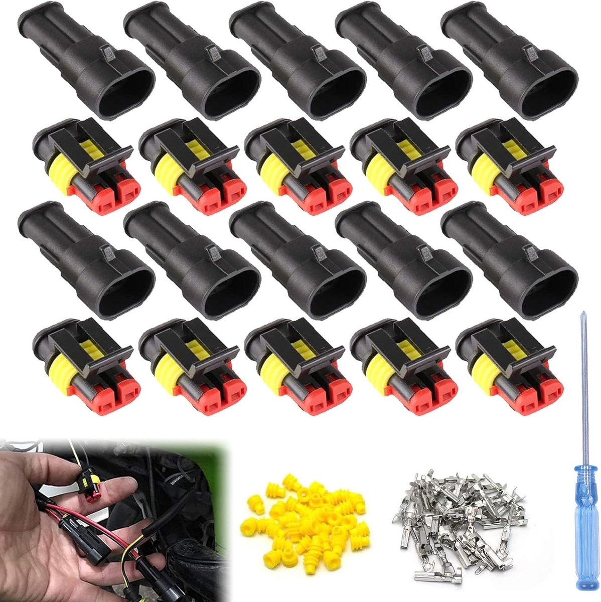 Waterdichte snelkoppeling set 10 delig - hoogwaardig nylon - vocht- en hittebestendig - ideaal voor auto en boot - ShopVlot