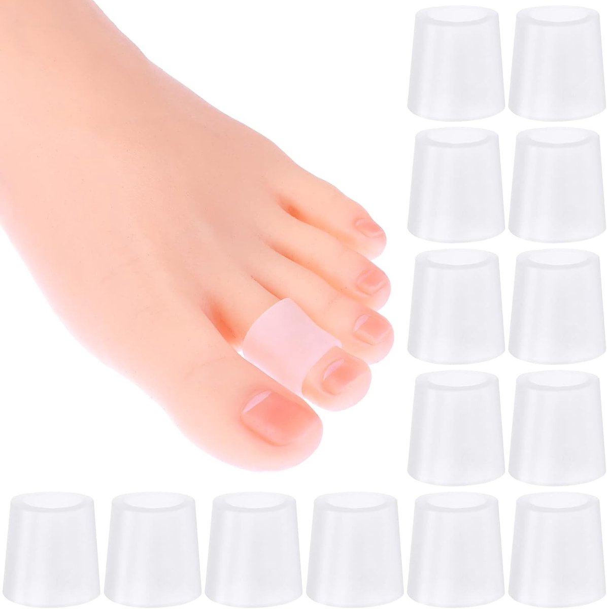 Set van 14 silicone teenbeschermers voor kleine tenen, bescherming tegen blaren en drukplekken, comfortabel en ademend
