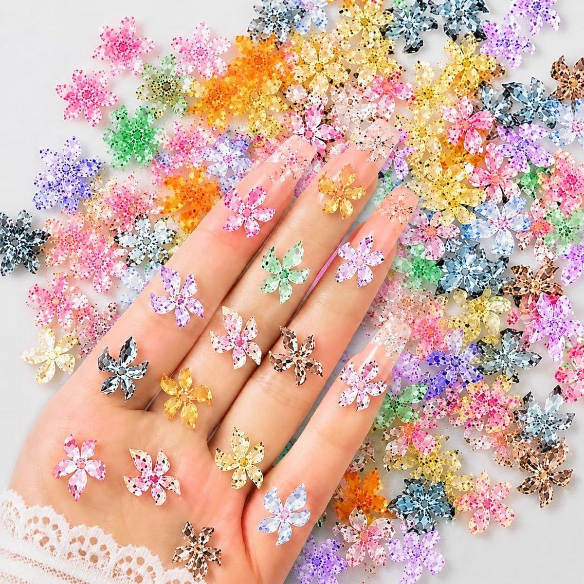 3D Flower Nail Charms - kleurrijke bloemen - unieke nail art - perfect voor feestjes - ShopVlot