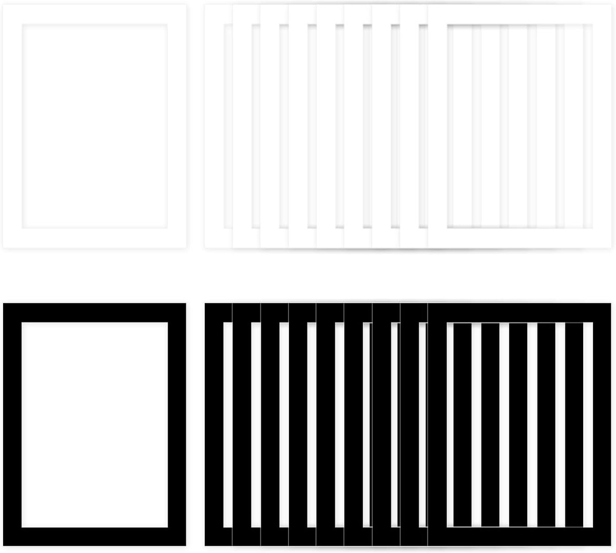 Papier voor fotolijsten 20 stuks - A4 formaat - wit en zwart - decoratieve mat voor foto’s - ShopVlot