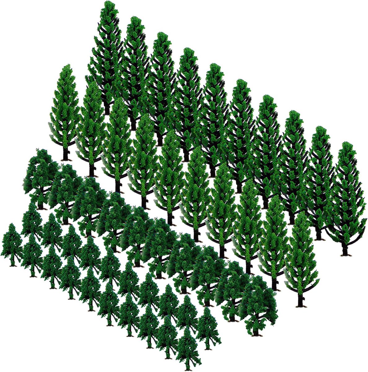 Miniatuur Modelbomen 50 Stuks - Groene Populieren en Pagodabomen - Realistische Landschappen - Ideaal voor Modelspoor - ShopVlot