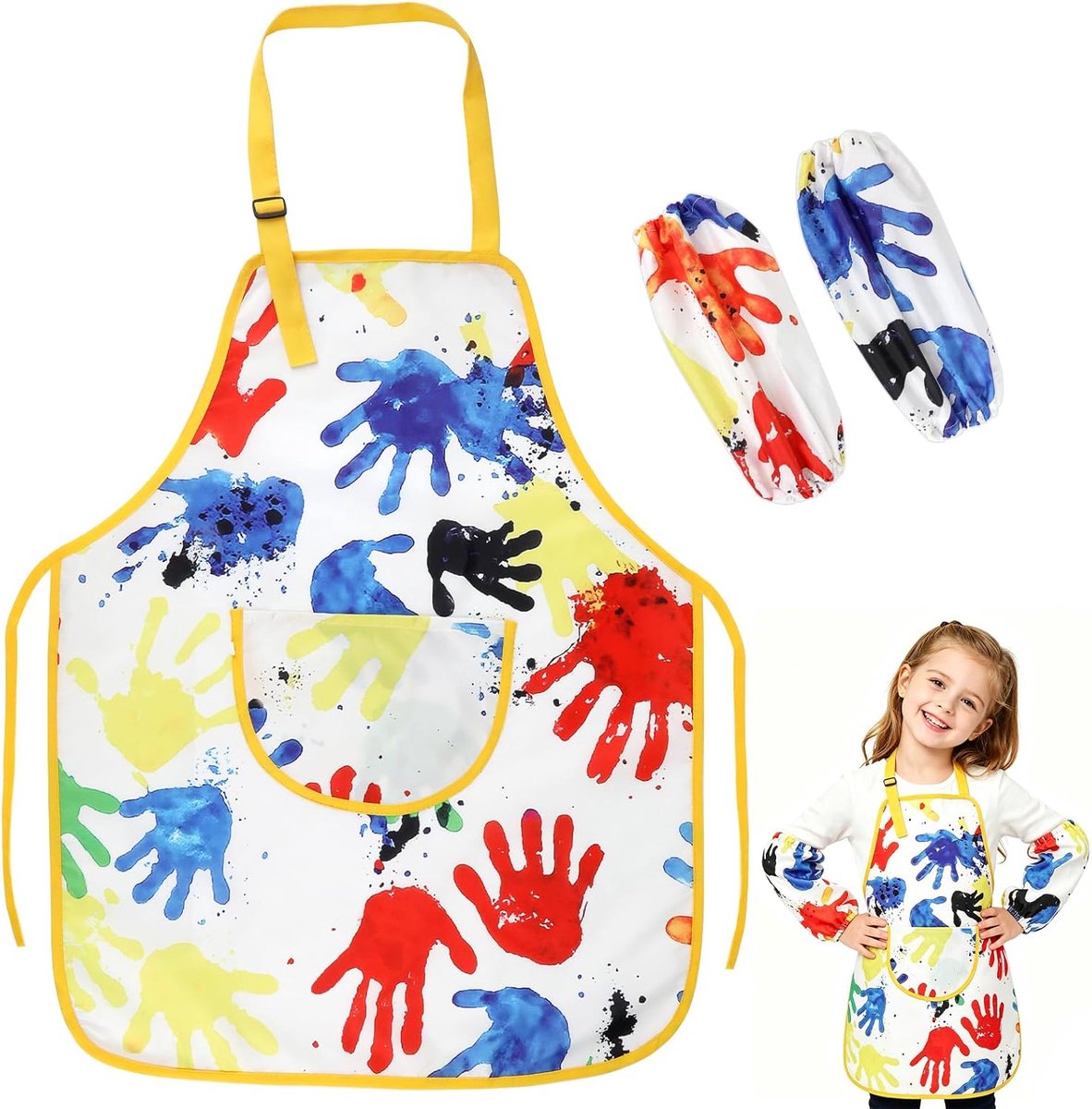Kinderschort met 2 mouwen - verstelbaar - keukenschort voor kinderen - beschermt kleding tijdens het koken - ShopVlot