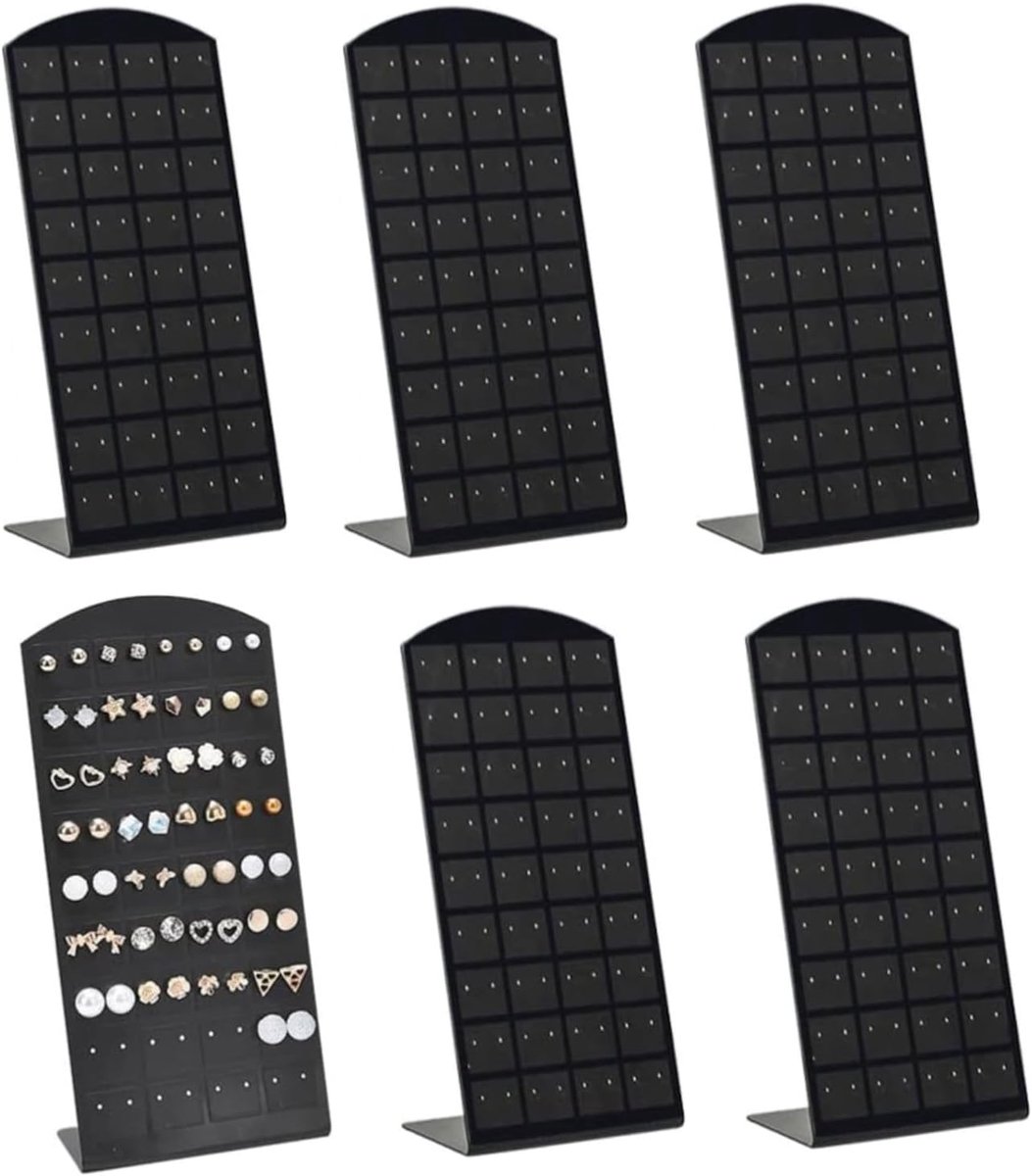 Oorbelstandaard 6 stuks - acryl - 72 gaten voor L-vormige oorbellen - ideale sieradenhouder - ShopVlot