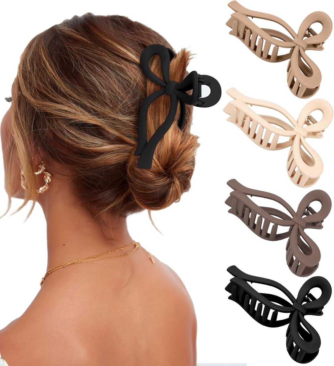 Haarclips met strik 4-delig - kleurrijke vlinderhaarspelden - non-slip haaraccessoires - perfect voor dagelijks gebruik - ShopVlot