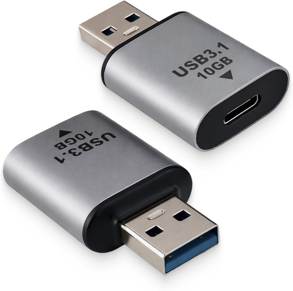USB A stekker naar USB C busadapter 10 Gbps - 2 stuks - snel opladen - voor laptop en pc - ShopVlot