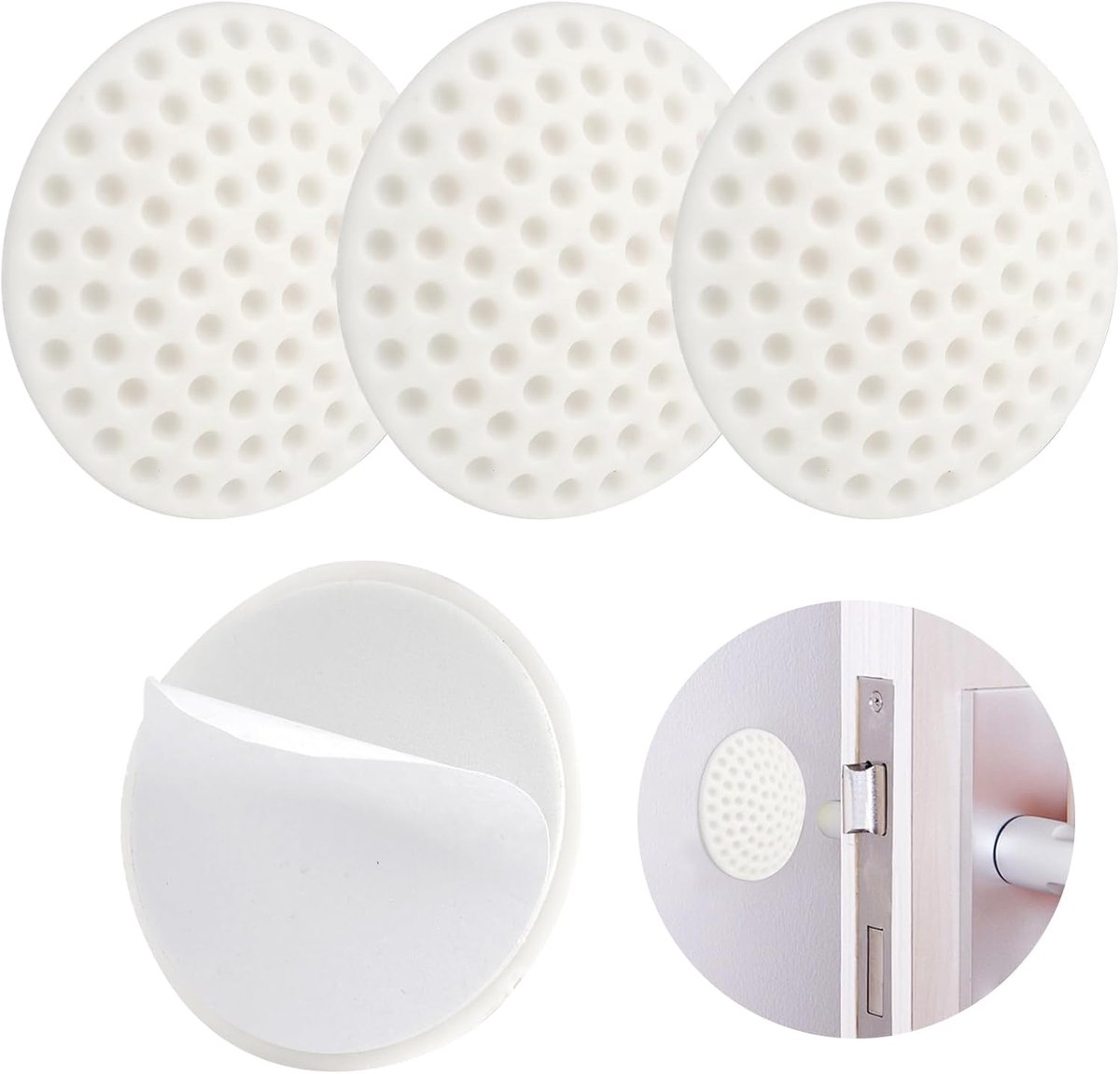 Deurbuffer set van 4 wit - siliconen rubber - zelfklevend - bescherming tegen wandbeschadiging - ShopVlot