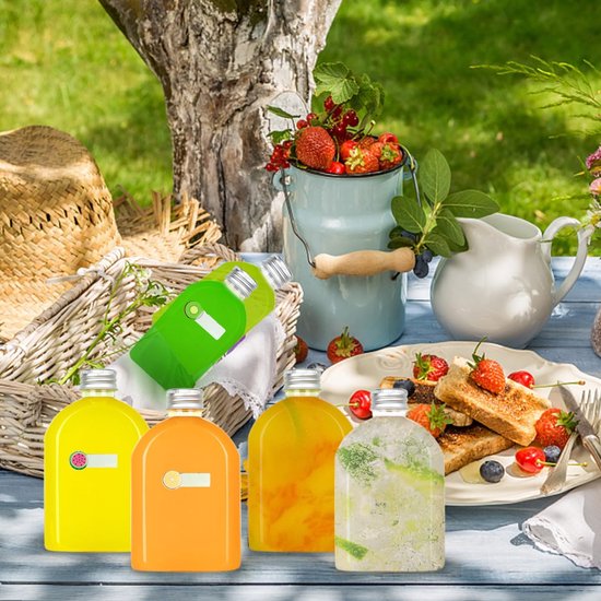 VT Goods - Set van 6 Transparante Sapflessen - Lege Drinkflessen voor Vloeistoffen - 100 ml en 200 ml - Ideaal voor Feestjes - Duurzaam en Lichtgewi.. van vt — afbeelding 2