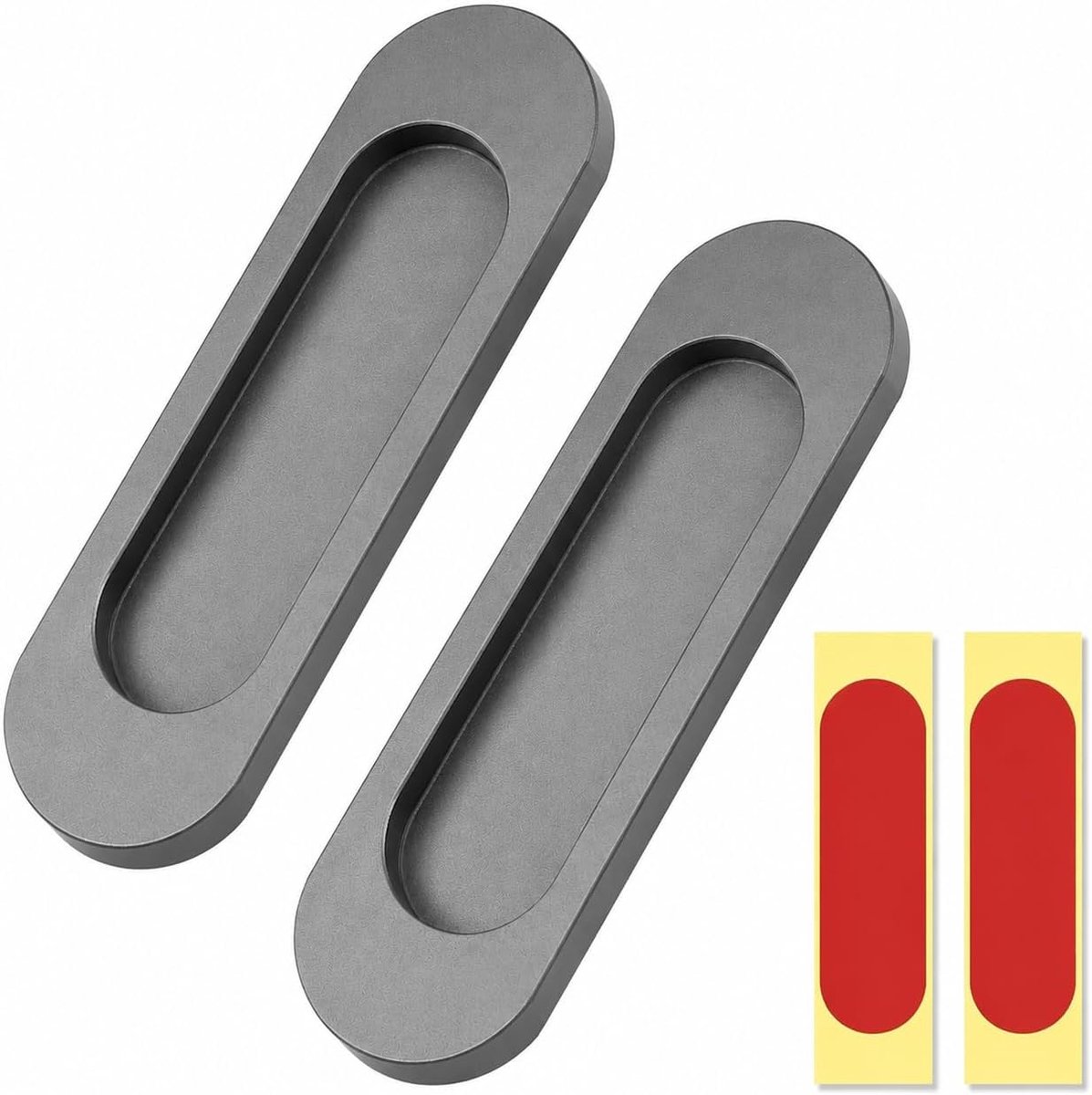 Ovale schuifdeurgrepen 100 x 30 mm - robuuste aluminiumlegering - zelfklevend - eenvoudige montage zonder boren - ShopVlot