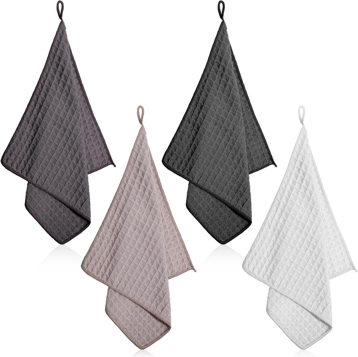 Set van 4 Microvezeldoeken 30 x 30 cm met Wafelstructuur voor Barista, Keuken en Koffiehuis - Absorberende en Wasbare Doeken voor Vlekkenreiniging