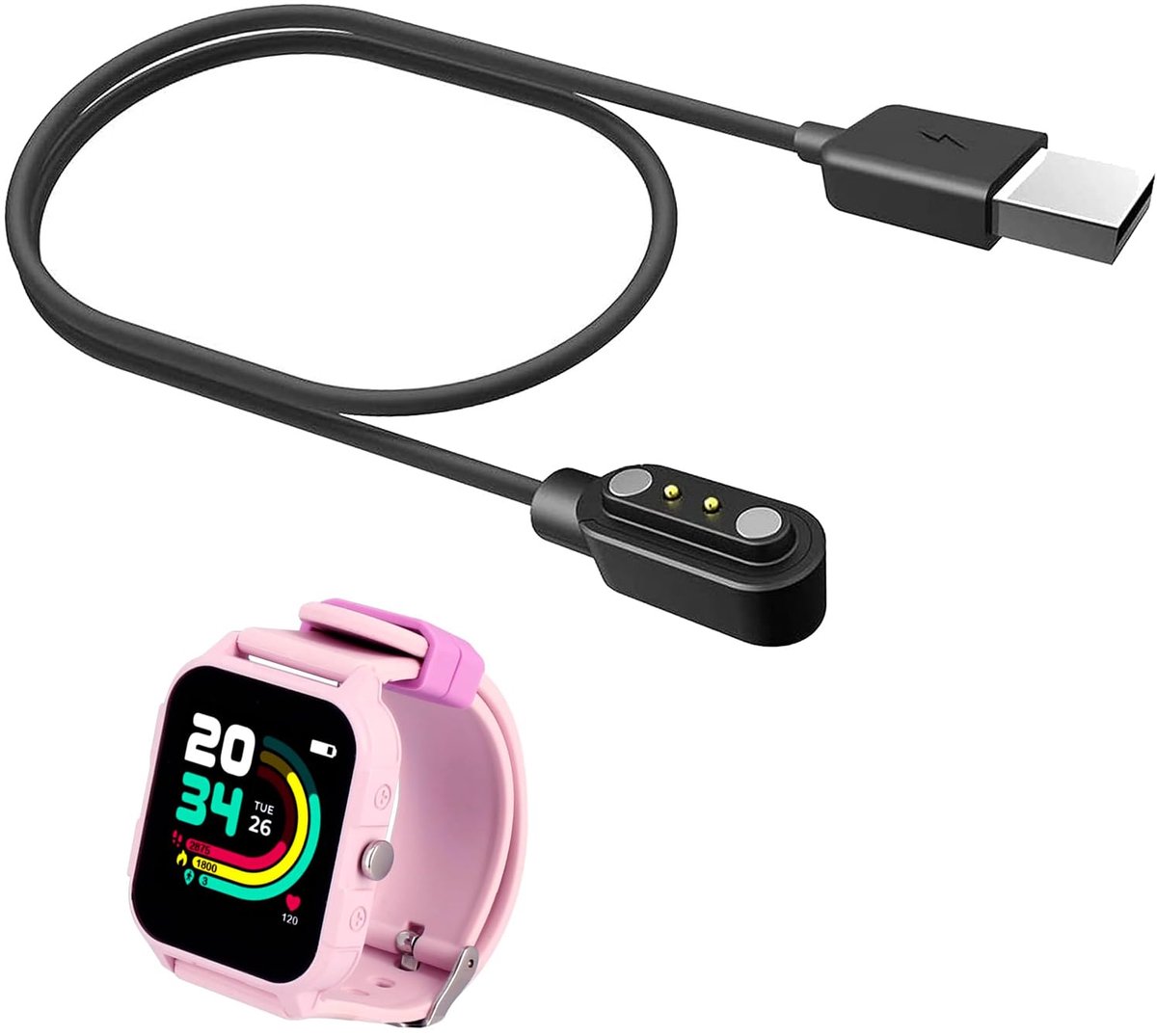 Oplaadkabel voor KURIO smartwatch - USB-kabel - compatibel met kinderen - eenvoudig opladen - ShopVlot