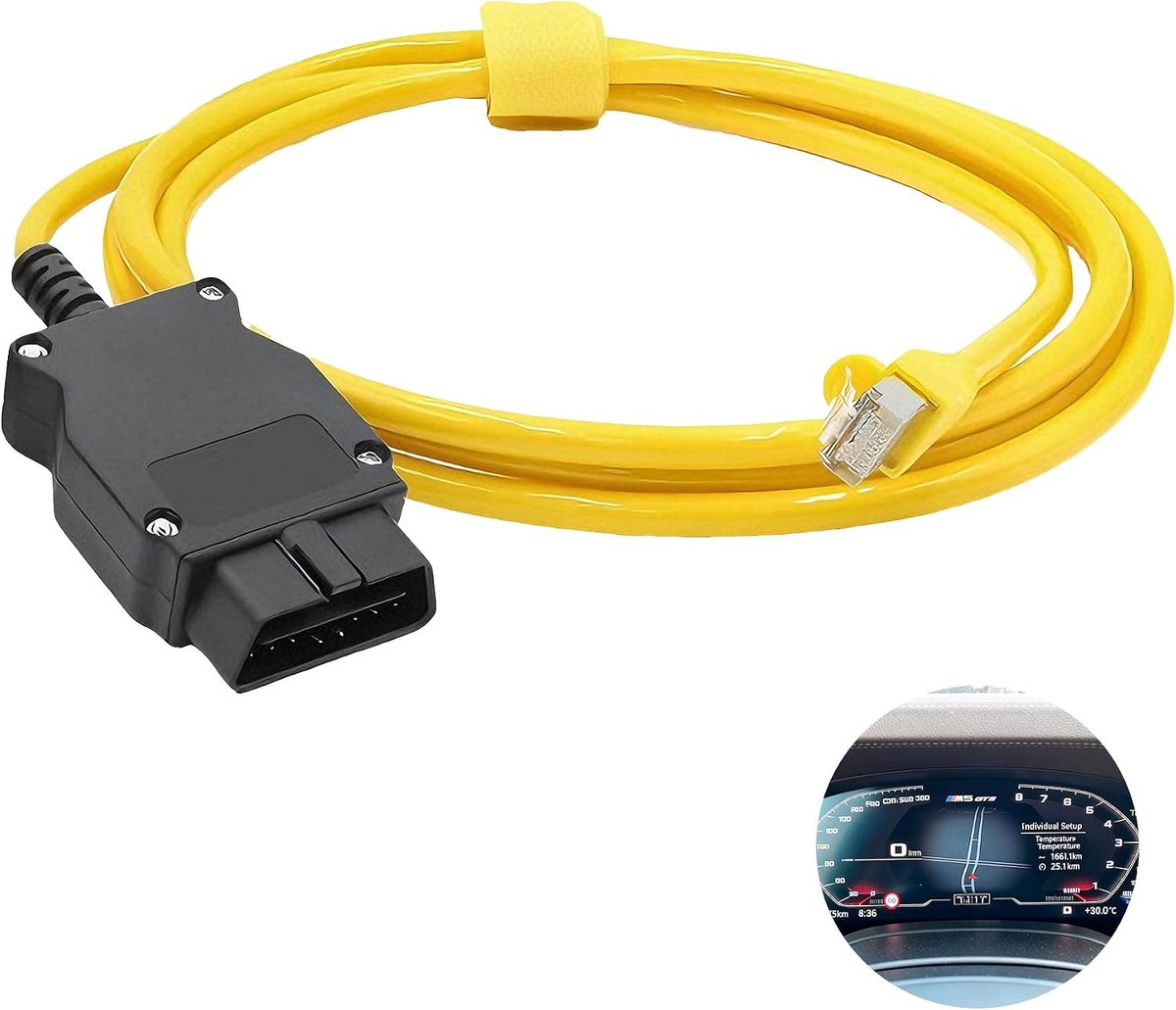 OBD2 adapter kabel 2m - RJ45 ethernet - hoogwaardig met koper - voor BMW F Series codering - ShopVlot