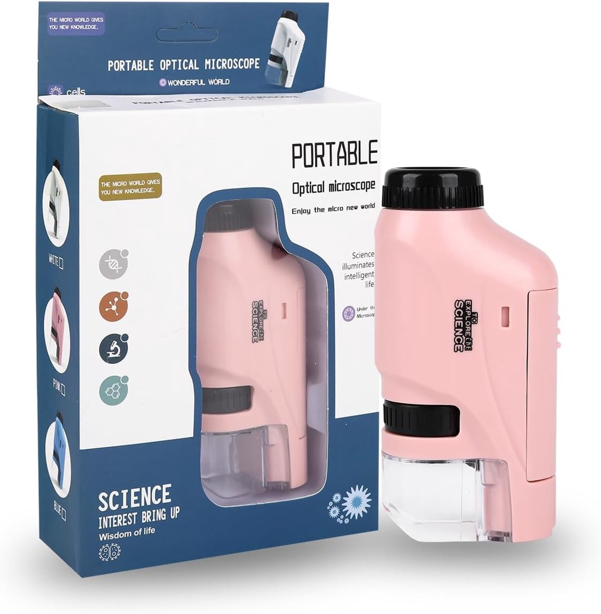 Kids Pocket Microscoop 60-120x - Draagbaar met LED Licht - Educatief Speelgoed voor Kinderen - ShopVlot
