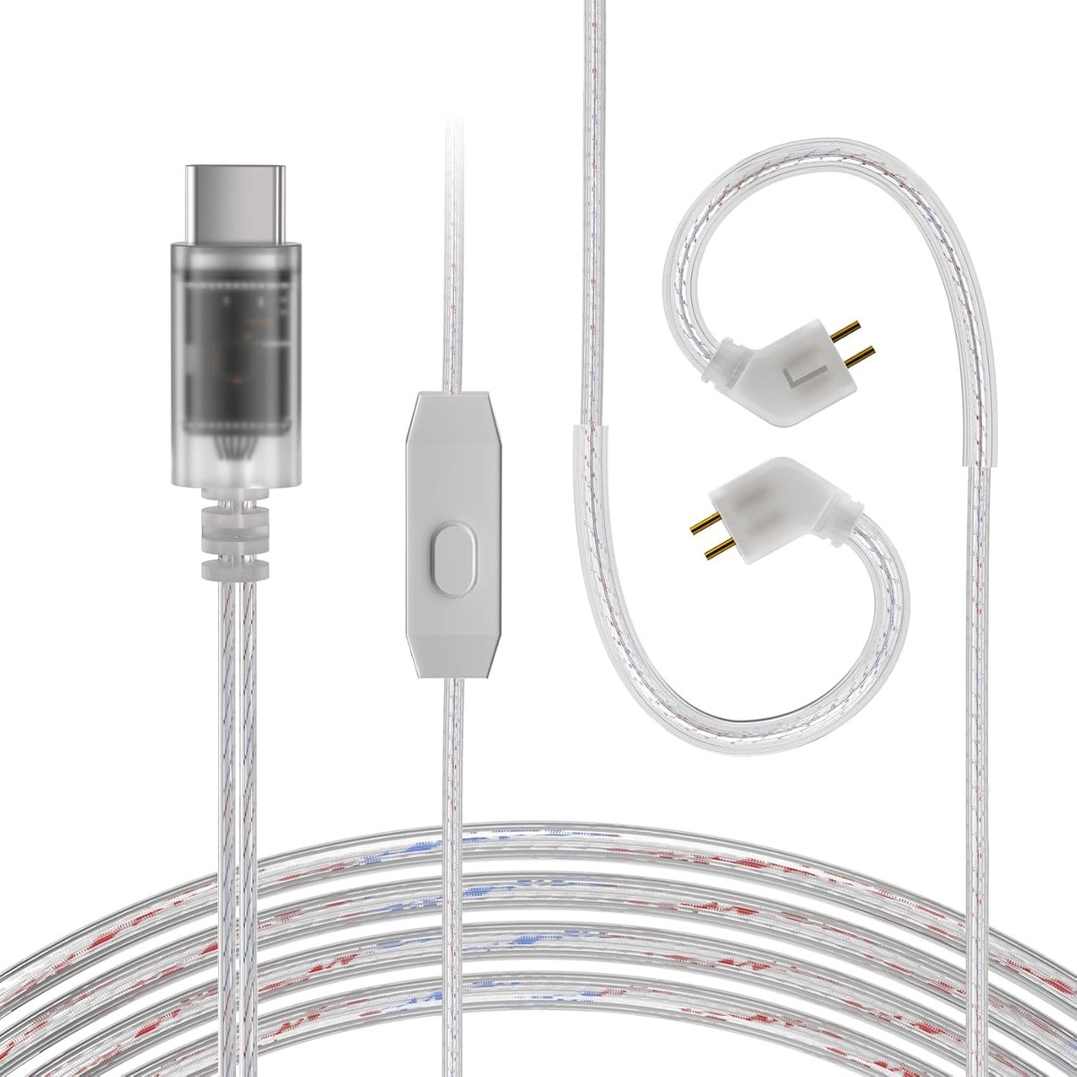 USB-C hoofdtelefoon kabel 120cm - 4N zilver verguld OFC - verbeterde geluidskwaliteit - geschikt voor in-ear monitors - ShopVlot