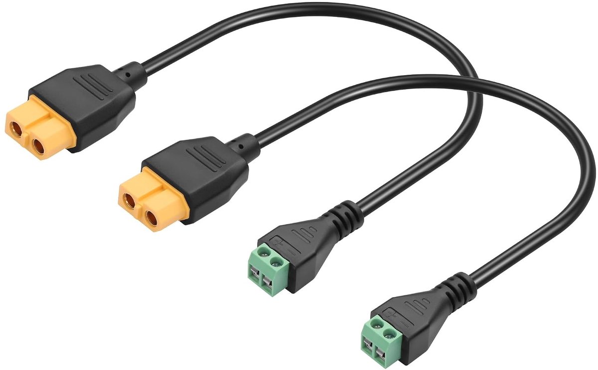 GINTOOYUN 2pcs XT60 to 2 Pin Solderless Screw Clamp Cable XT60 Female Plug to 2 Pin Solderless Screw Clamp Cable for - ShopVlot