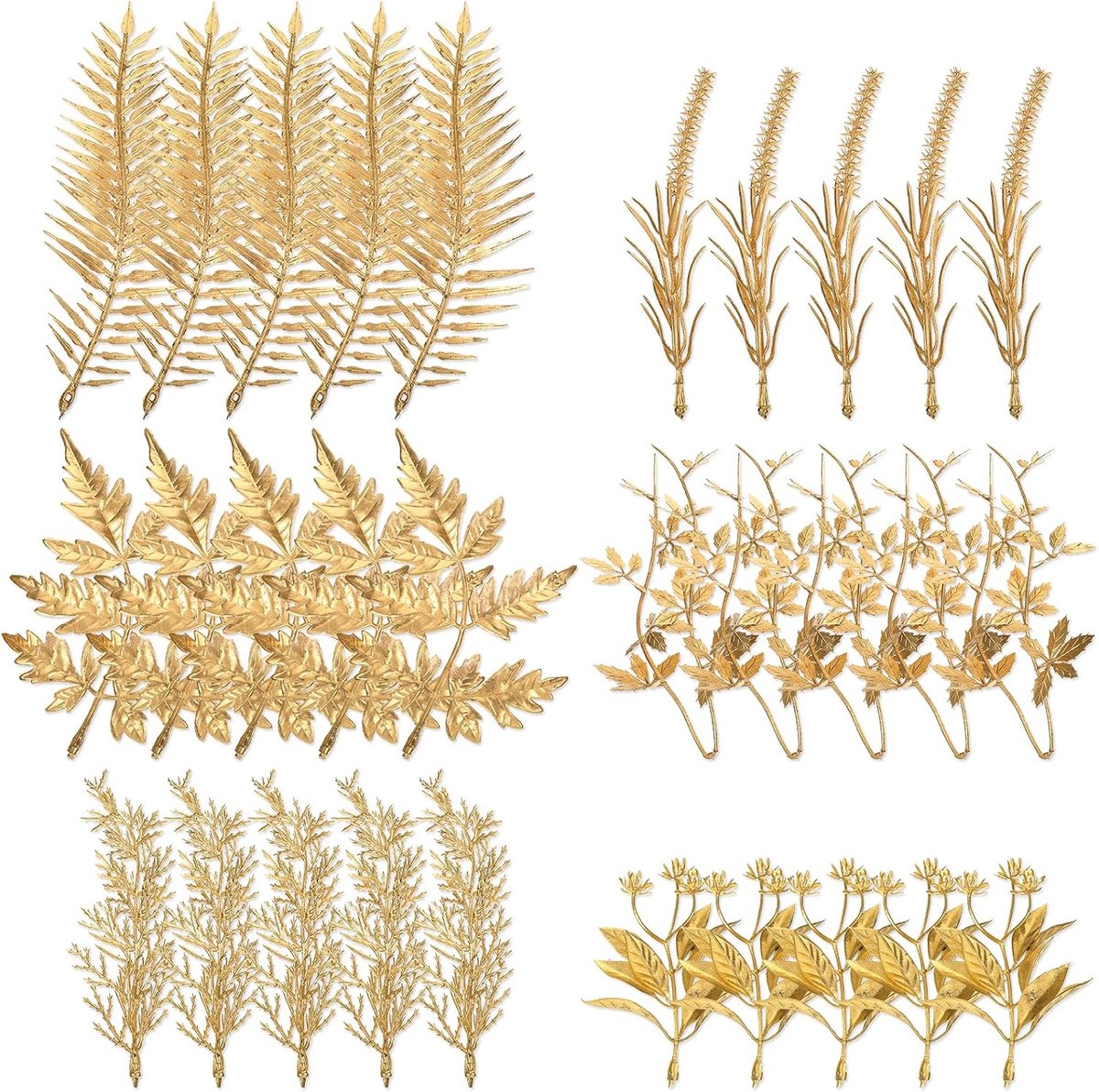 30 Pieces Artificial Mini Gold Leaves Artificial Leaves Eucalyptus Decoration Plastic Plants Peony Gold Lavender Rice - ShopVlot