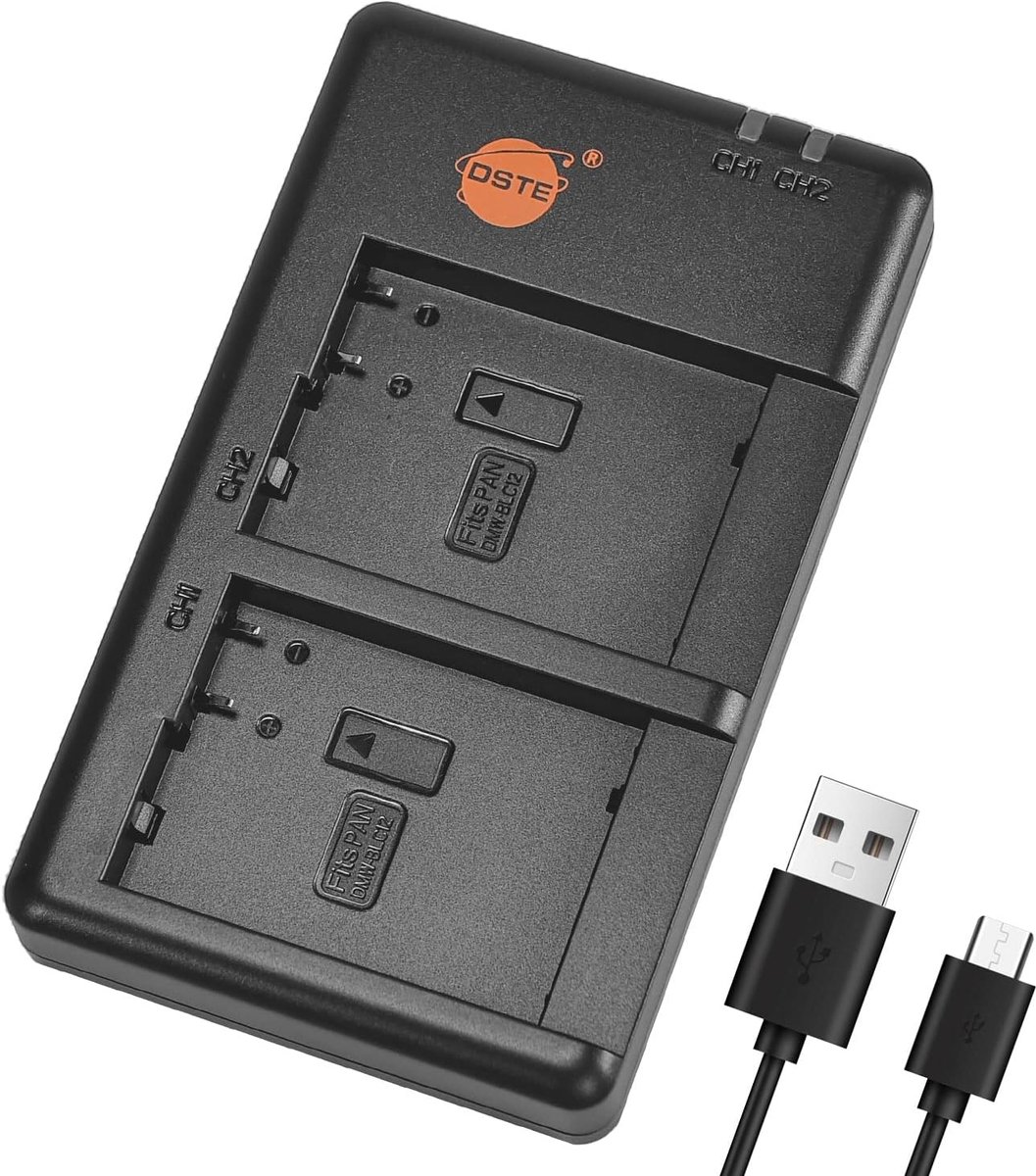 DSTE DE-A80 Dual Charger Compatible with Panasonic DMW-BLC12, DMW-BLC12e, BP-DC12 - ShopVlot