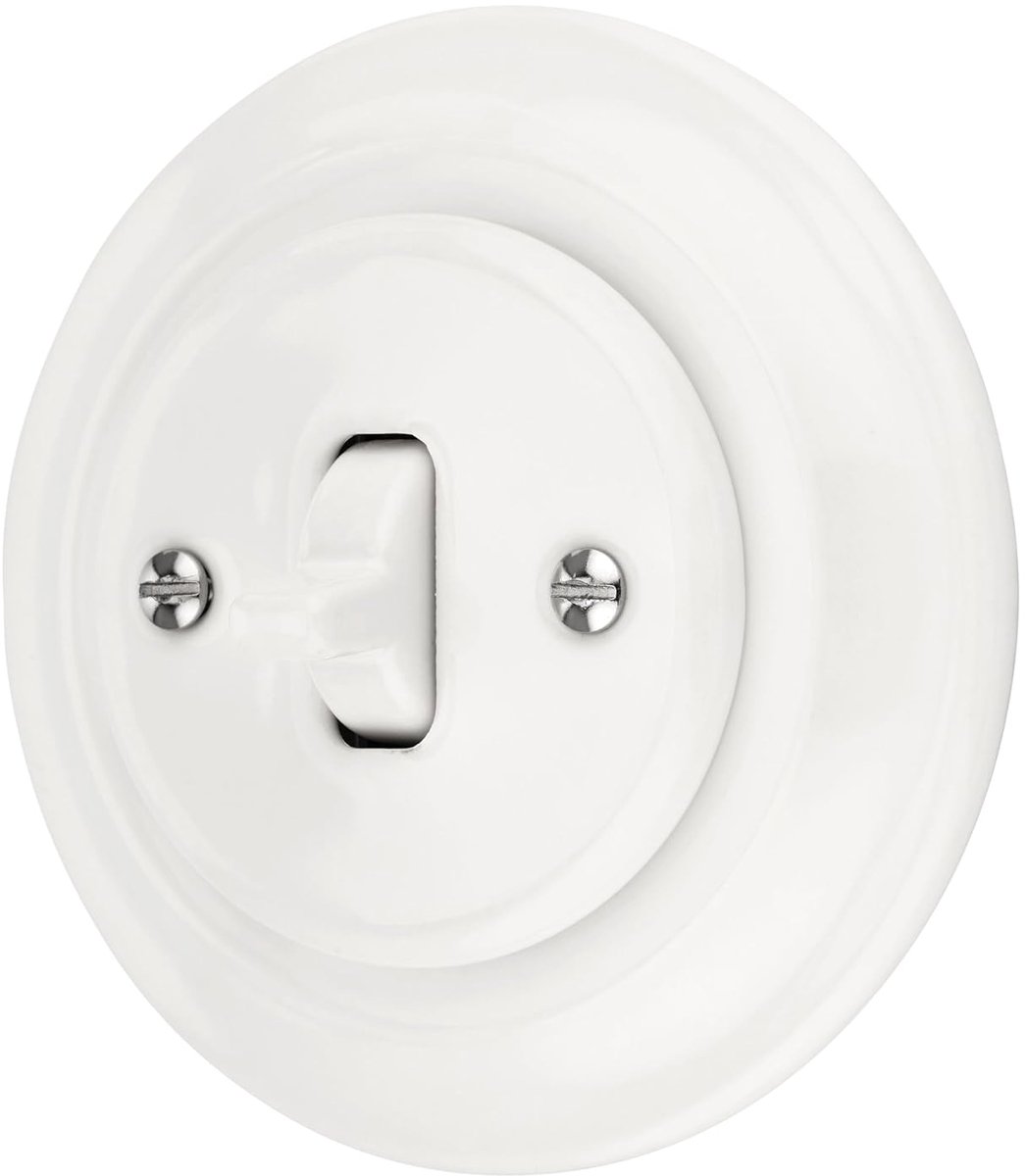 Inbouw porselein retro togle schakelaar, wisselschakelaar, all-in-one, serie PR1 wit - ShopVlot