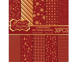 MIAHART 30 Sheets Christmas Pattern Paper Set A4 Size Red and Gold Festival Decorative Craft Paper Double Sided for - ShopVlot