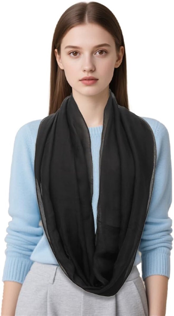 Women's summer lightweight chiffon tube scarf, soft tube scarf, breathable and silky for office and evening wear, airy - ShopVlot
