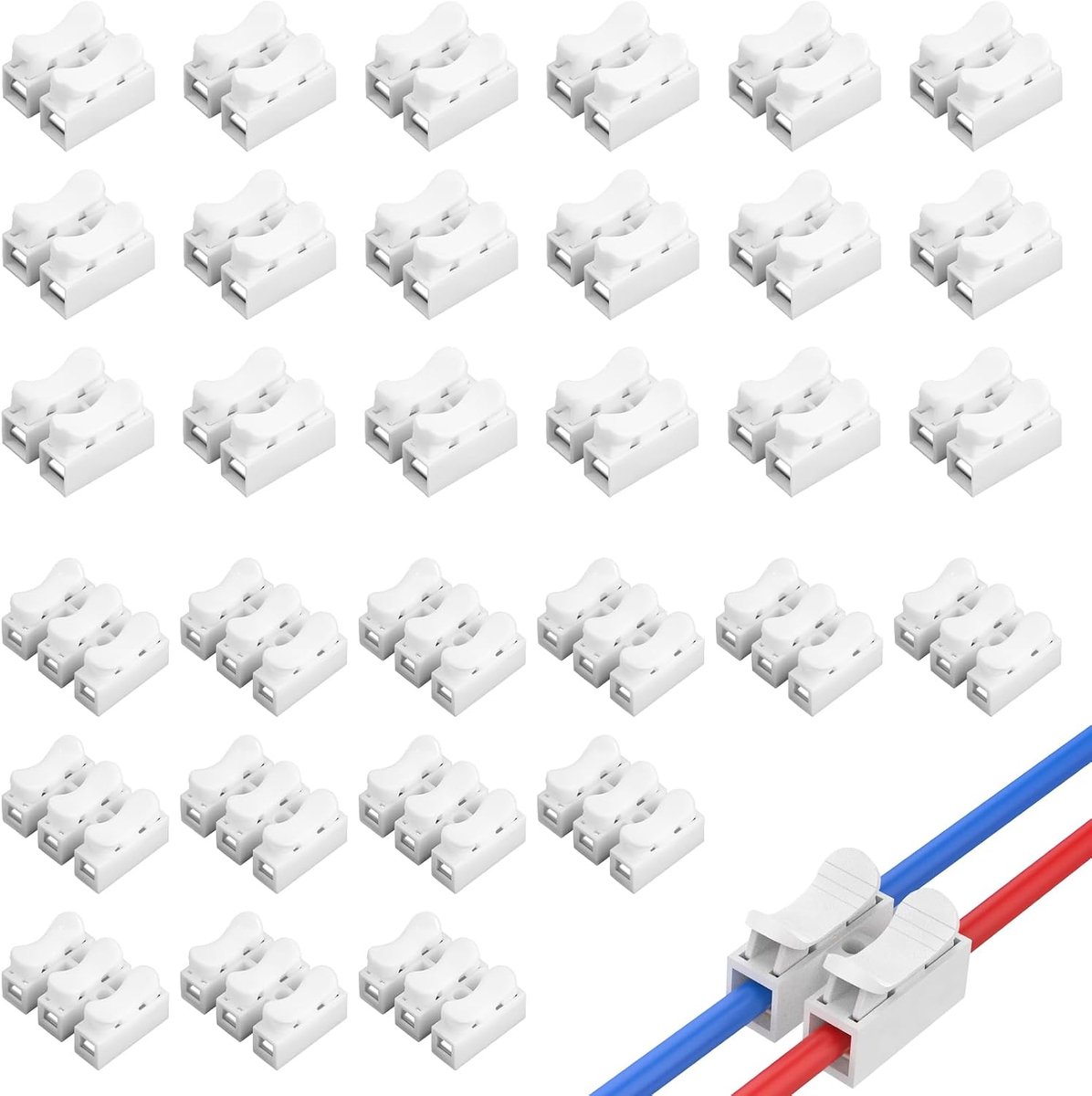100pcs Electrical Wire Connectors CH-2 * 70 & CH-3*30 Terminal Block, Push Fit Cable Connectors, Electrical Wire and - ShopVlot