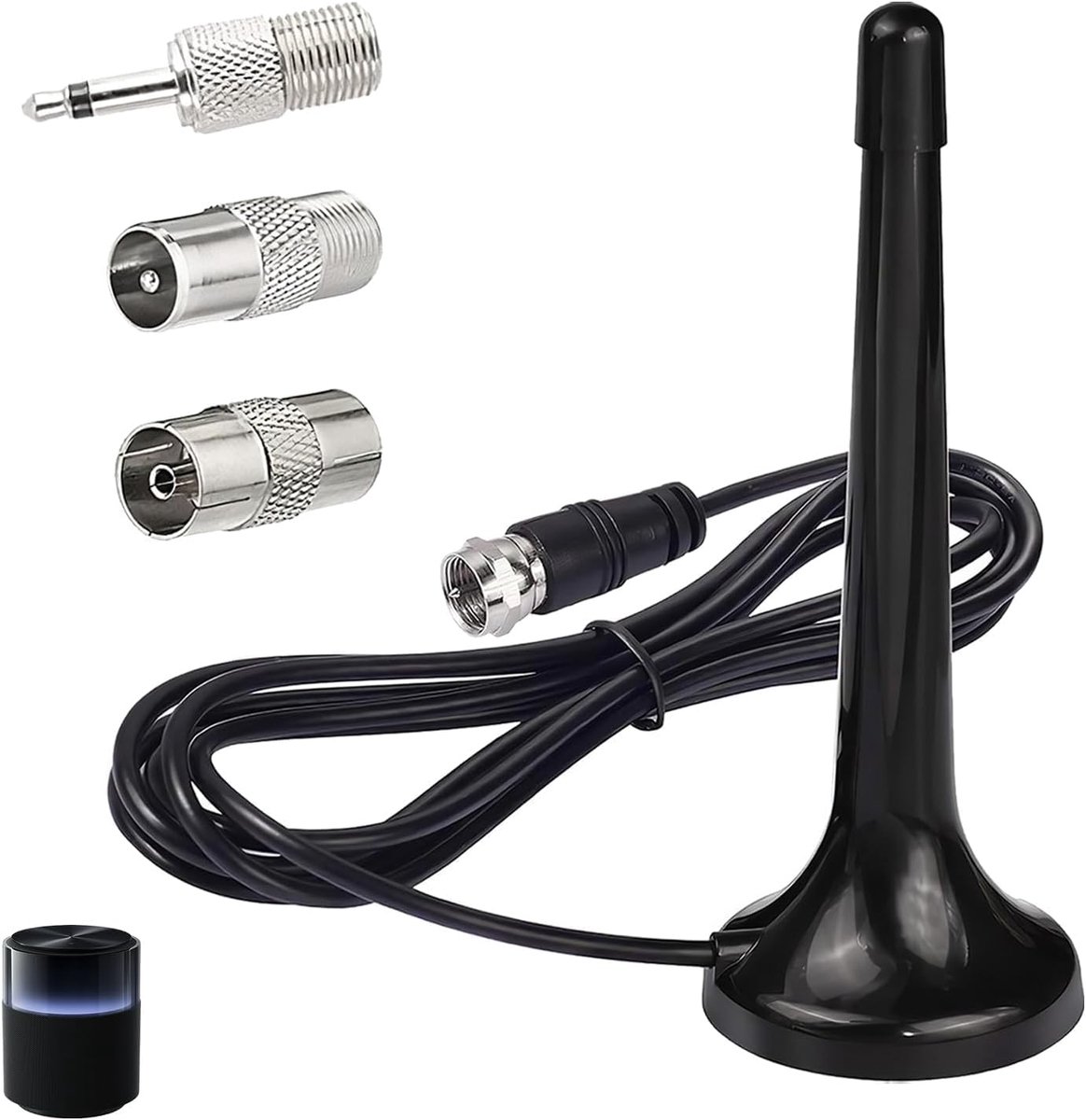 DAB FM telescopic antenna for indoor with magnetic base and F connector 75ohm and 3m cable adjustable radio antenna - ShopVlot