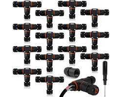 HIMOMO Cable Connector, Waterproof IP68, Cable Connector, T-Shape, Waterproof, 3-Pole, 3-Way Ground Cable Connector - ShopVlot
