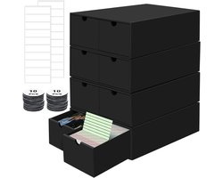 HIMOMO Index Box A8 Black Pack of 4 Index Cards 52 x 74 mm Index Organiser for Study Home Recipes Office (Over 7000 - ShopVlot